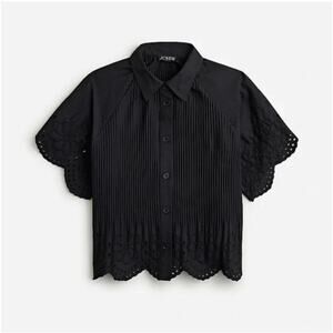 NWT J. Crew Pleated eyelet-trim shirt in cotton poplin